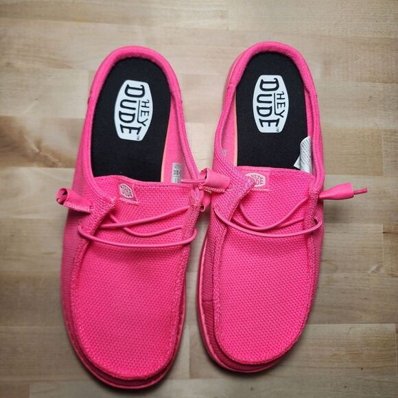 Wendy Slip Mono - Electric Pink/ Hot Pink No Back Slip On - Picture 3 of 6